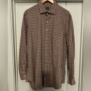 EUC Sid Mashburn button up shirt Large orange/blue/magenta check